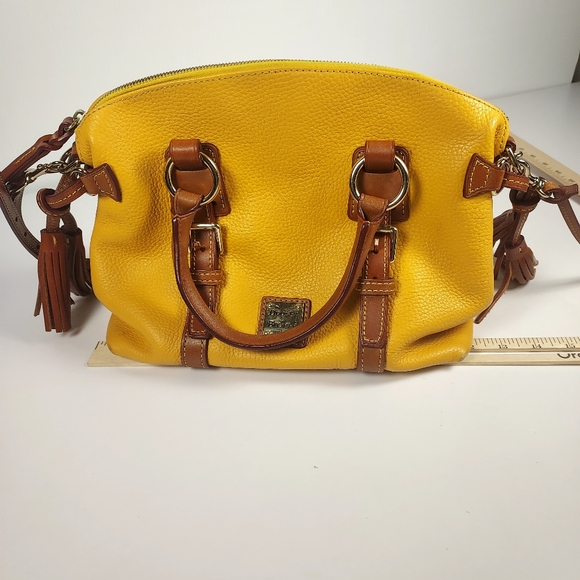 Dooney & Bourke Bristol Yellow Leather Handbag with Brown Accents With Wallet - Picture 3 of 16